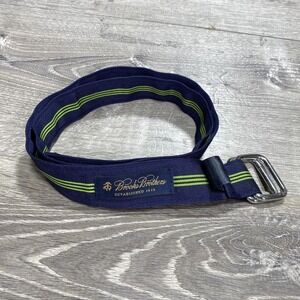 Brooks Brothers Belt‎ Mens Small Blue Green Stripe D Ring Web Preppy Polyester